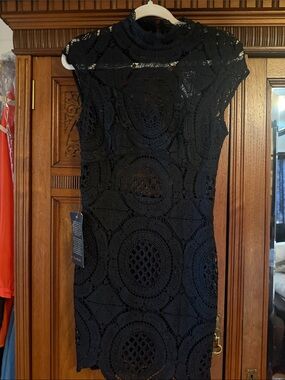 Bebe Black Lace Elegant Lace Cocktail Dress NWT
